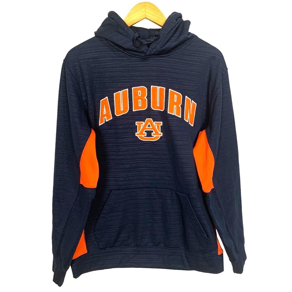 Auburn University AU Spell Out Stadium Pullover Hoodie Sweatshirt Blue Size L